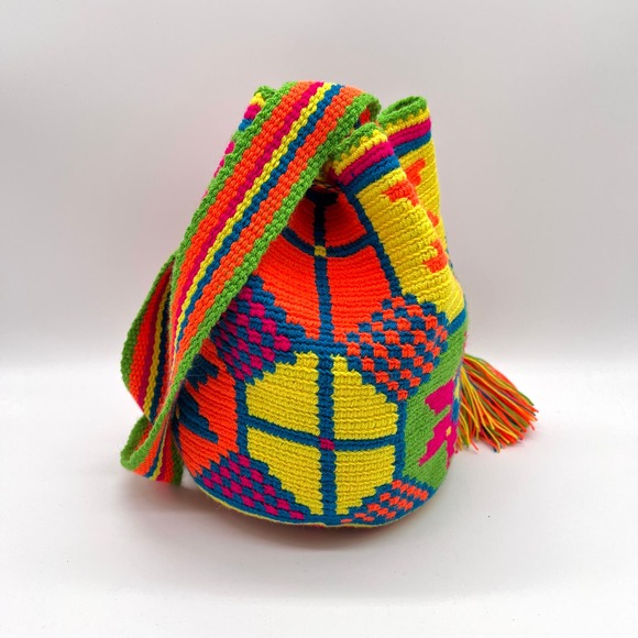 WAYUU MOCHILA Columbian Woven Bag Womens Small Crochet Tassel Boho Crossbody - Picture 5 of 9
